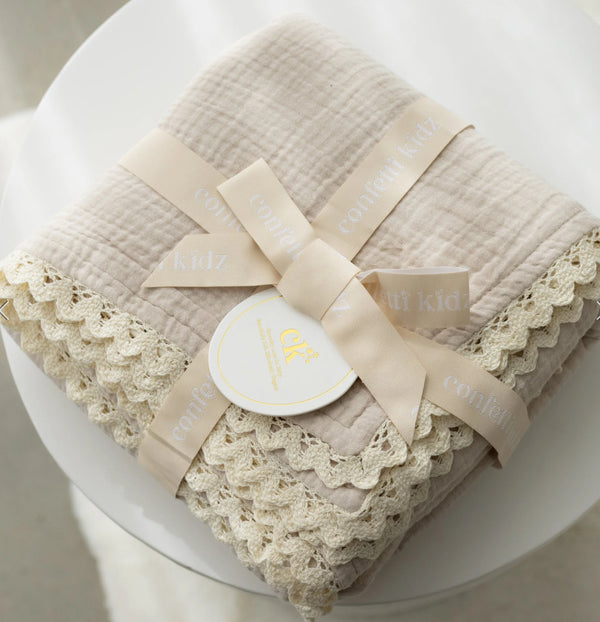 Classic Muslin Blanket - Oatmeal - Confetti Kidz