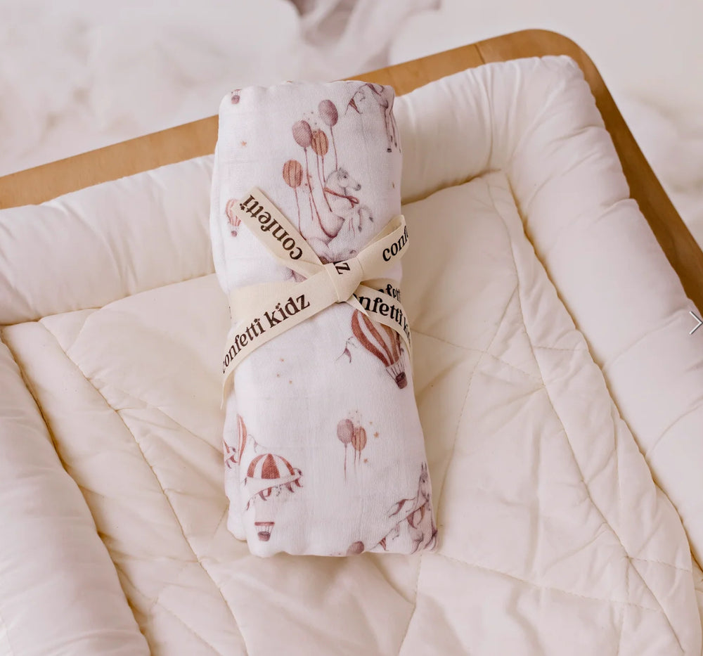 Sky Stallions - Organic Muslin Swaddle- Confetti Kidz