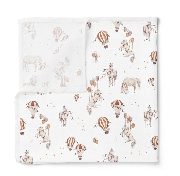 Sky Stallions - Organic Muslin Swaddle- Confetti Kidz