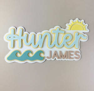 Custom Name Sign Detailed | Layered acrylic name plaque - Beach - Luma Light