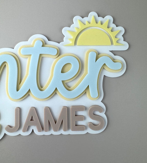 Custom Name Sign Detailed | Layered acrylic name plaque - Beach - Luma Light