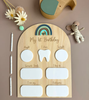 My 1st Birthday Board - Blue Rainbow - Luma Light