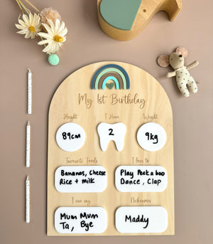My 1st Birthday Board - Blue Rainbow - Luma Light