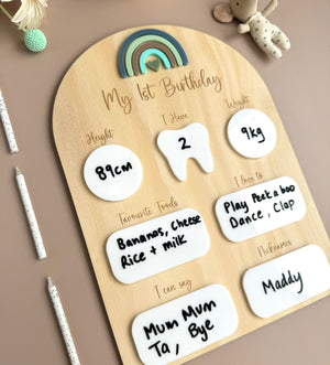 My 1st Birthday Board - Blue Rainbow - Luma Light