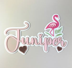 Custom Name Sign Detailed | Layered acrylic name plaque - Flamingo - Luma Light