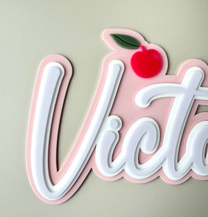 Custom Name Sign Detailed | Layered acrylic name plaque - Cherries - Luma Light
