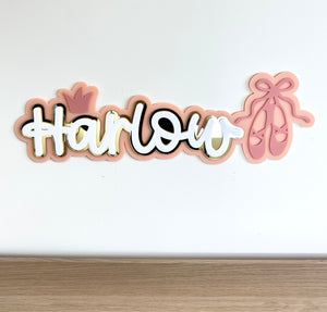 Custom Name Sign Detailed | Layered acrylic name plaque - Ballet - Luma Light