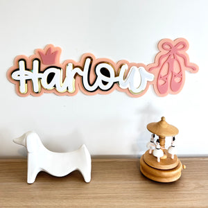 Custom Name Sign Detailed | Layered acrylic name plaque - Ballet - Luma Light
