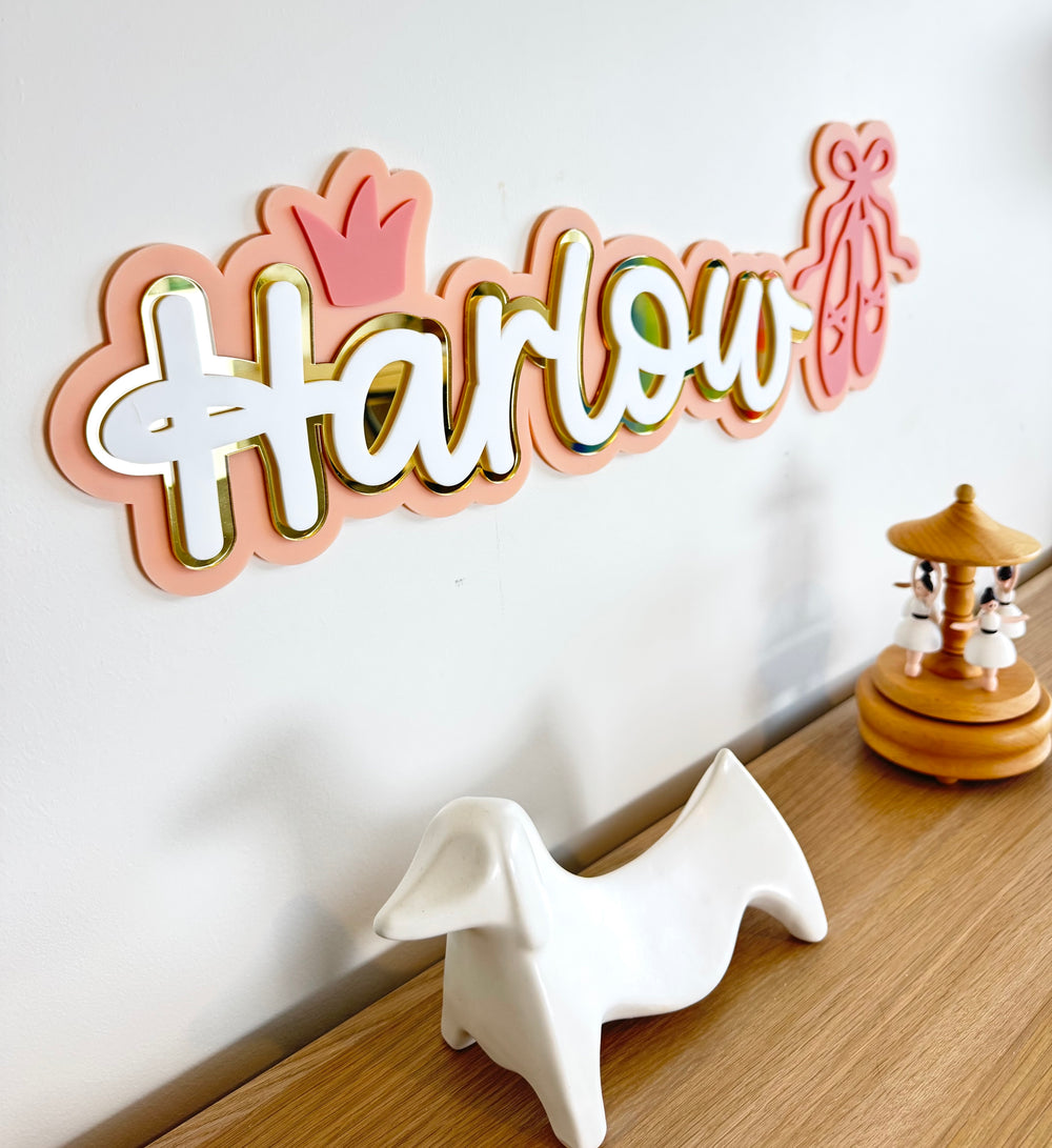 Custom Name Sign Detailed | Layered acrylic name plaque - Ballet - Luma Light