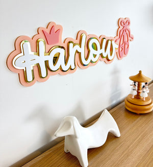 Custom Name Sign Detailed | Layered acrylic name plaque - Ballet - Luma Light