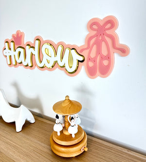 Custom Name Sign Detailed | Layered acrylic name plaque - Ballet - Luma Light