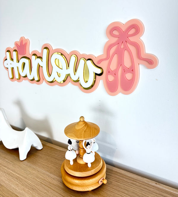 Custom Name Sign Detailed | Layered acrylic name plaque - Ballet - Luma Light