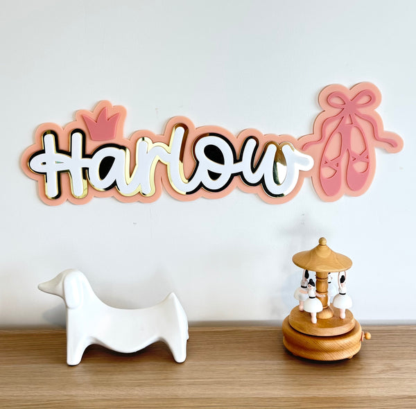 Custom Name Sign Detailed | Layered acrylic name plaque - Ballet - Luma Light