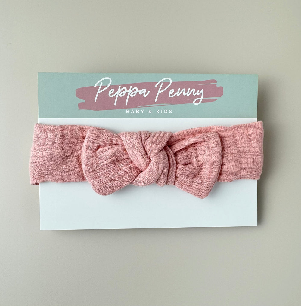 Cotton Bow Headband -  Blush Pink - Peppa Penny