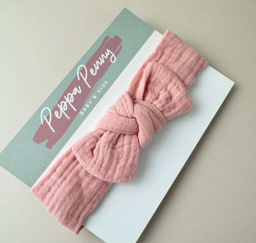 Cotton Bow Headband -  Blush Pink - Peppa Penny