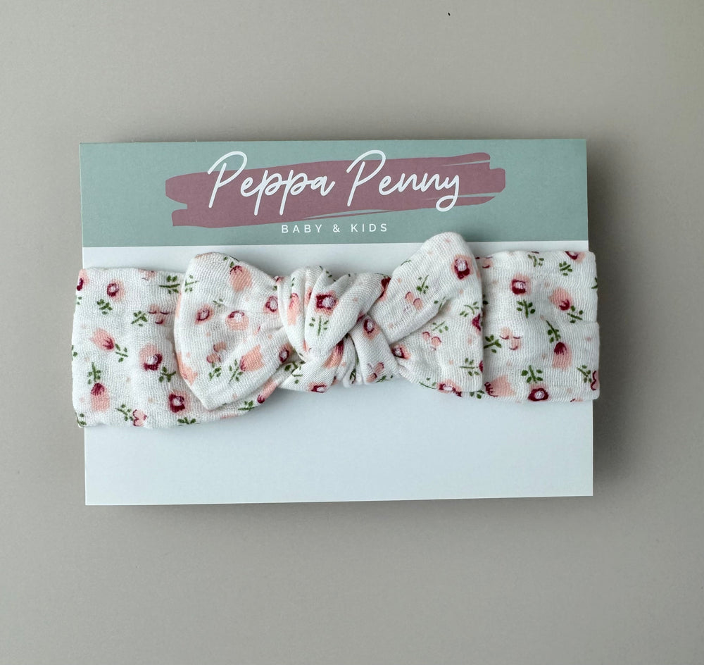 Cotton Bow Headband - Floral - Peppa Penny
