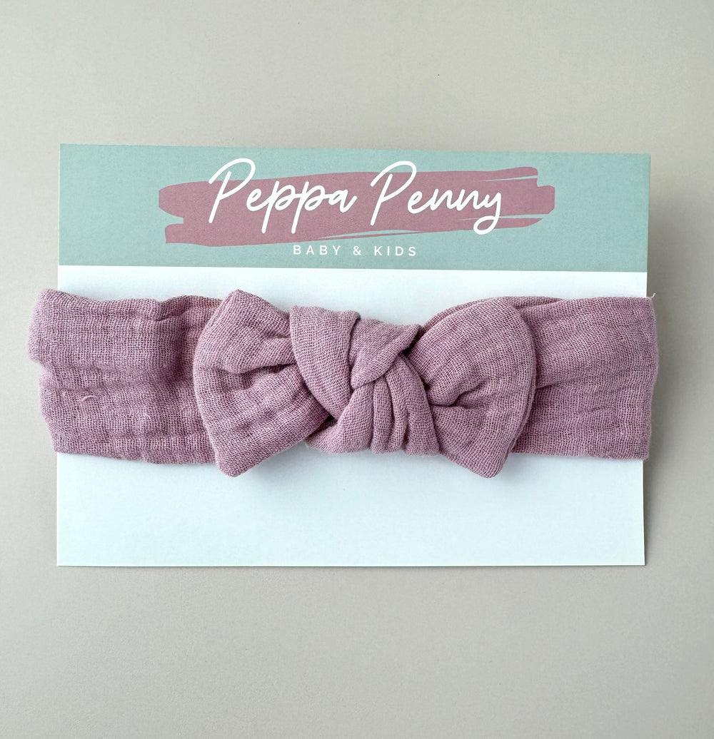 Cotton Bow Headband - Dusky Purple - Peppa Penny