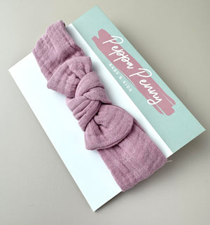 Cotton Bow Headband - Dusky Purple - Peppa Penny