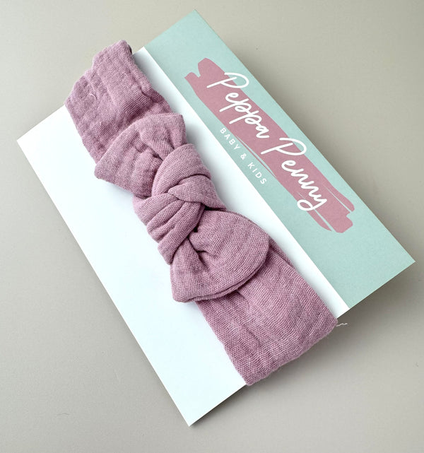 Cotton Bow Headband - Dusky Purple - Peppa Penny