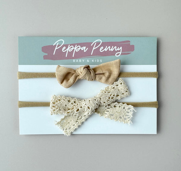 Bow Headband Duo - Neutral - Peppa Penny