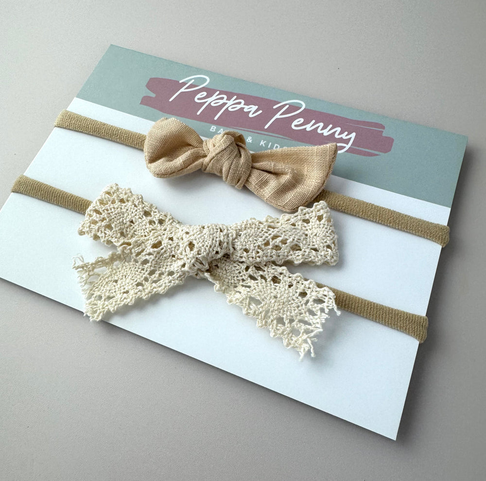 Bow Headband Duo - Neutral - Peppa Penny