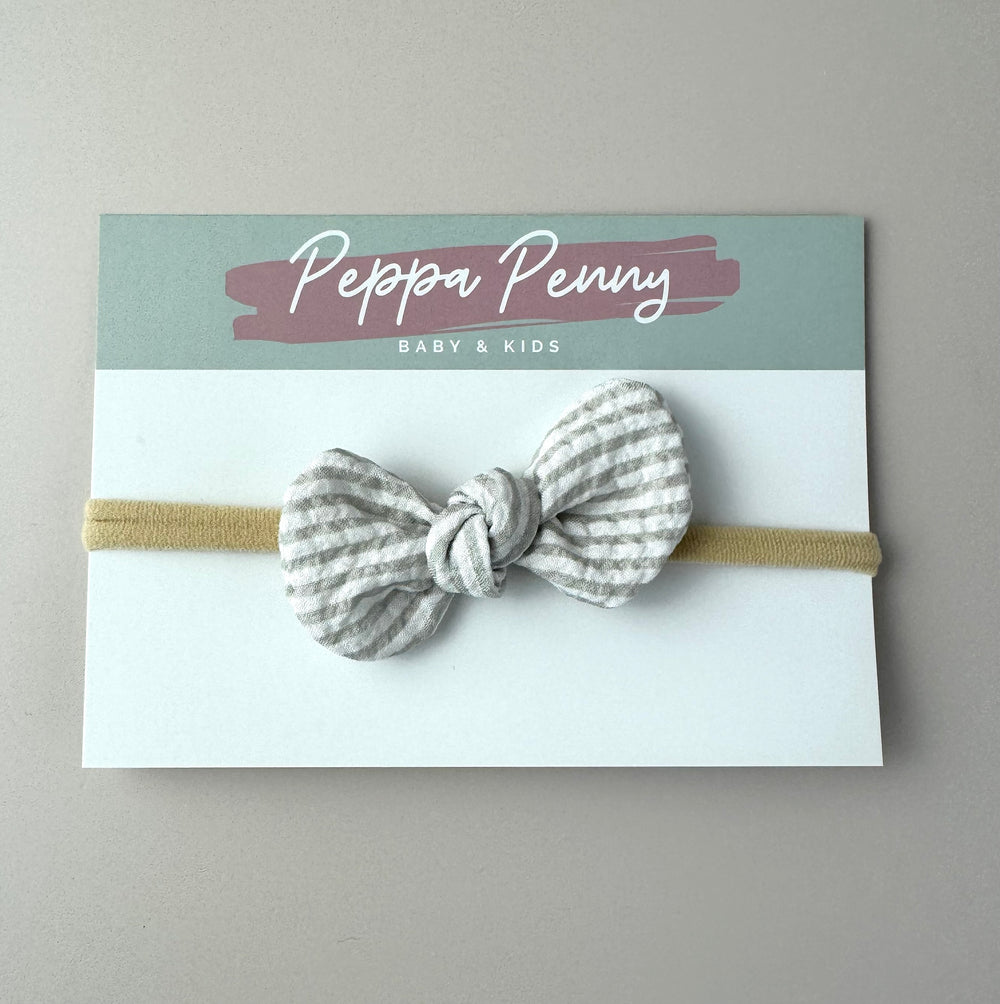 Headband Bow - Grey Stripe - Peppa Penny