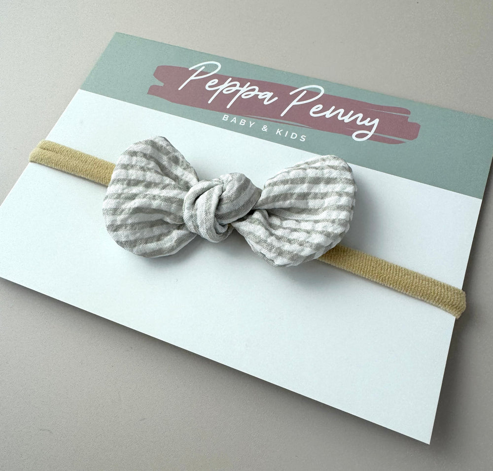 Headband Bow - Grey Stripe - Peppa Penny