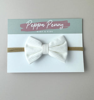 Bow Headband - White Ribbed - Peppa Penny