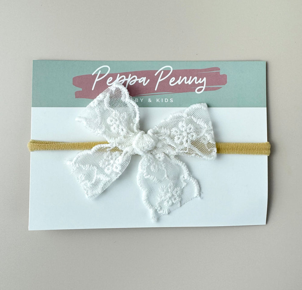 Bow Headband - White Lace - Peppa Penny