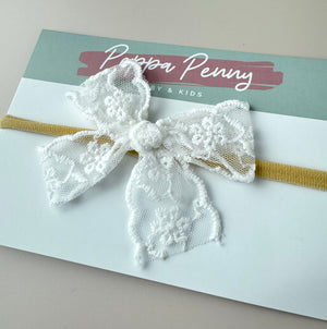 Bow Headband - White Lace - Peppa Penny