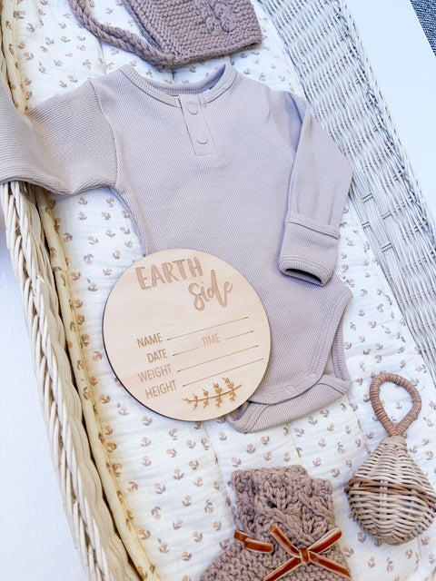 Earth Side - Gender Neutral - Baby Announcement Plaque - Luma Light