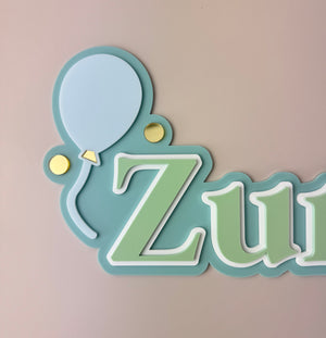 Custom Name Sign Detailed | Layered acrylic name plaque - Balloons - Luma Light
