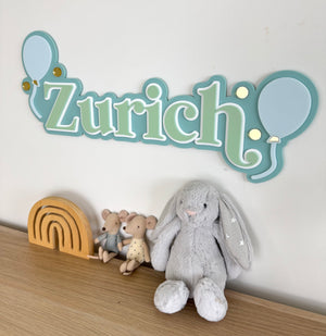 Custom Name Sign Detailed | Layered acrylic name plaque - Balloons - Luma Light