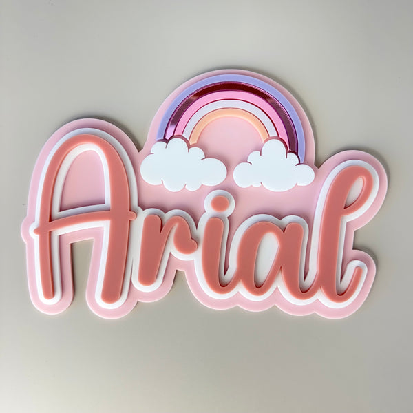 Custom Name Sign Detailed | Layered acrylic name plaque - Rainbow - Luma Light