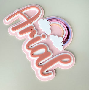 Custom Name Sign Detailed | Layered acrylic name plaque - Rainbow - Luma Light