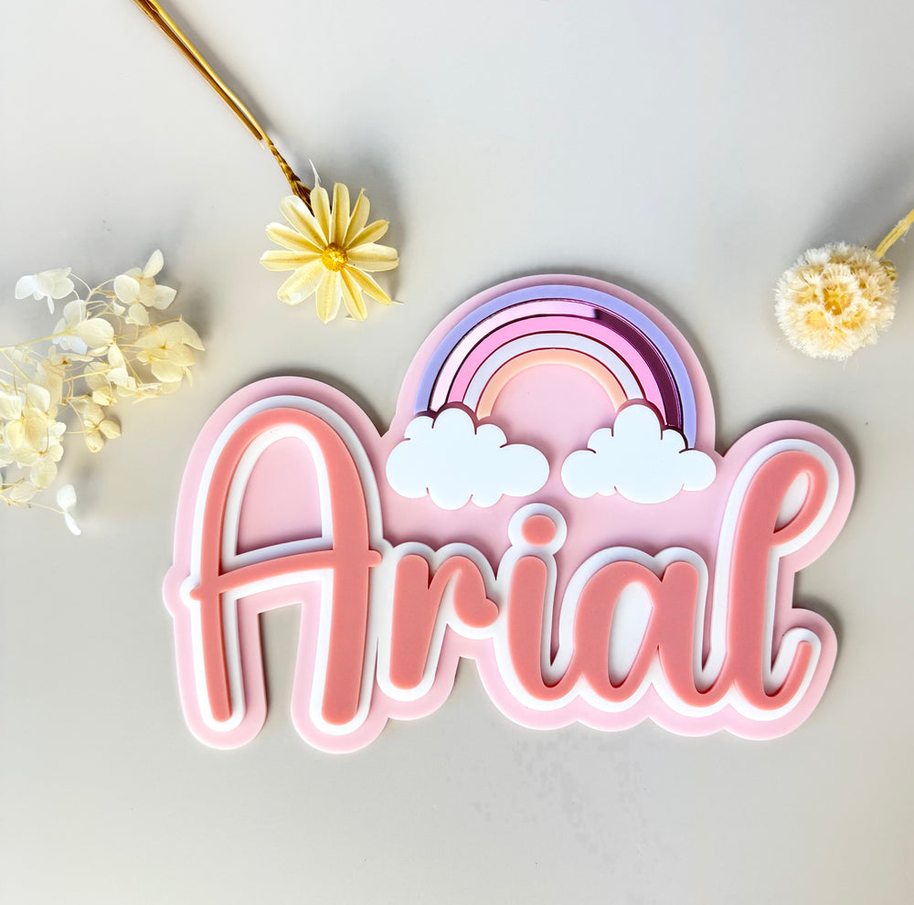 Custom Name Sign Detailed | Layered acrylic name plaque - Rainbow - Luma Light