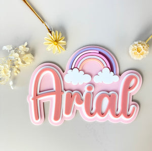 Custom Name Sign Detailed | Layered acrylic name plaque - Rainbow - Luma Light