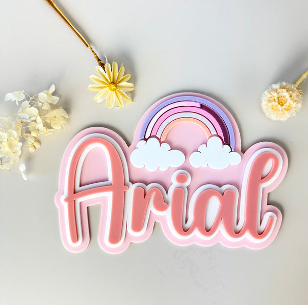 Custom Name Sign Detailed | Layered acrylic name plaque - Rainbow - Luma Light