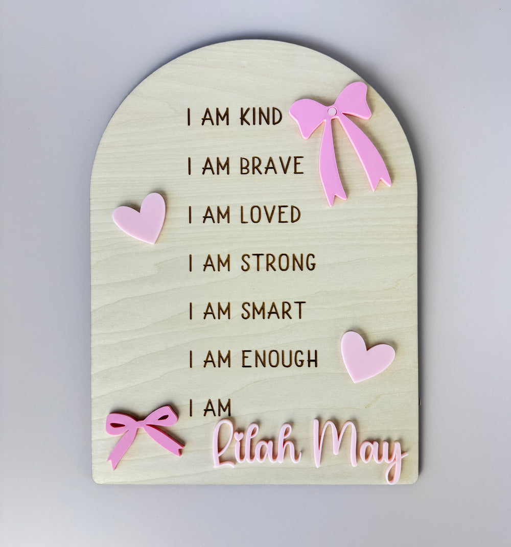 Custom Bows & Hearts Affirmation Sign - Luma Light