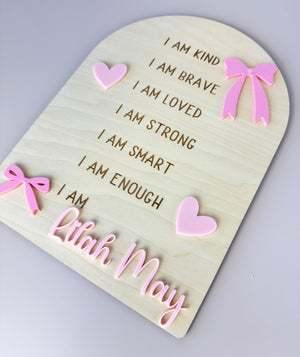 Custom Bows & Hearts Affirmation Sign - Luma Light