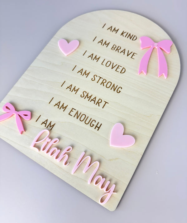 Custom Bows & Hearts Affirmation Sign - Luma Light