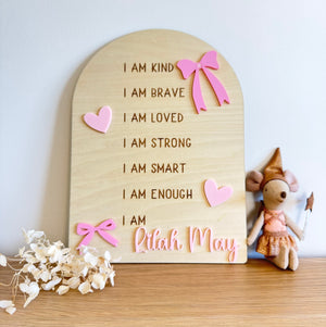 Custom Bows & Hearts Affirmation Sign - Luma Light
