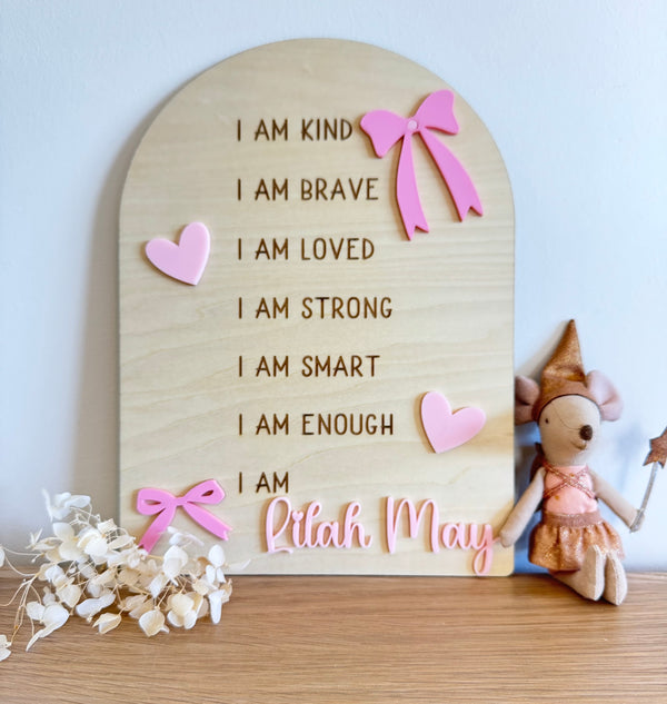 Custom Bows & Hearts Affirmation Sign - Luma Light