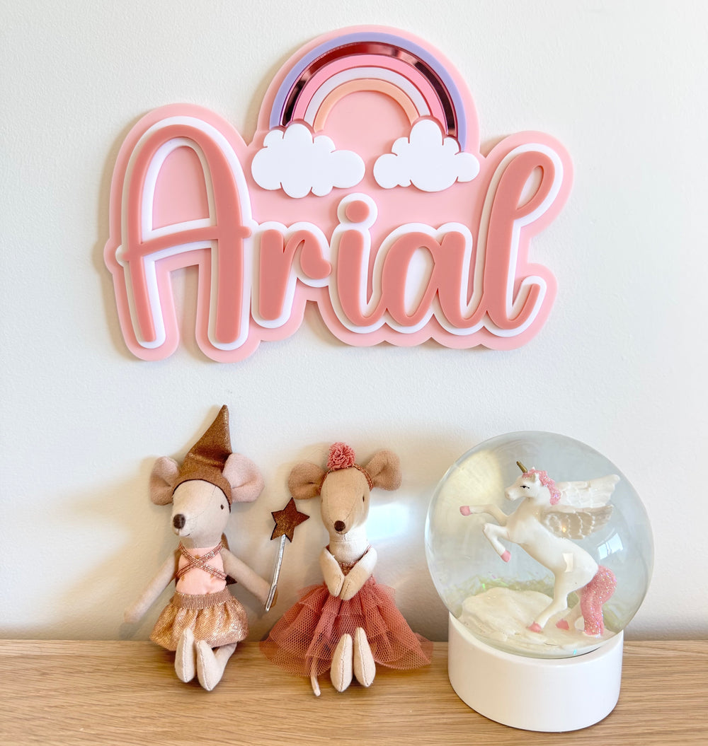 Custom Name Sign Detailed | Layered acrylic name plaque - Rainbow - Luma Light