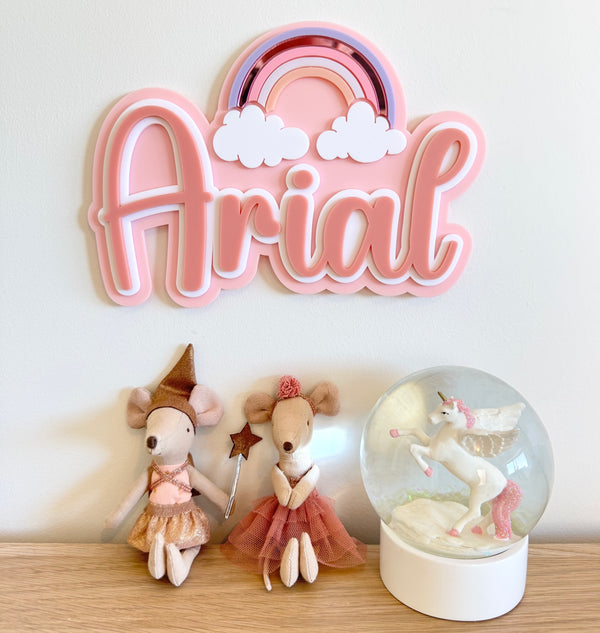 Custom Name Sign Detailed | Layered acrylic name plaque - Rainbow - Luma Light