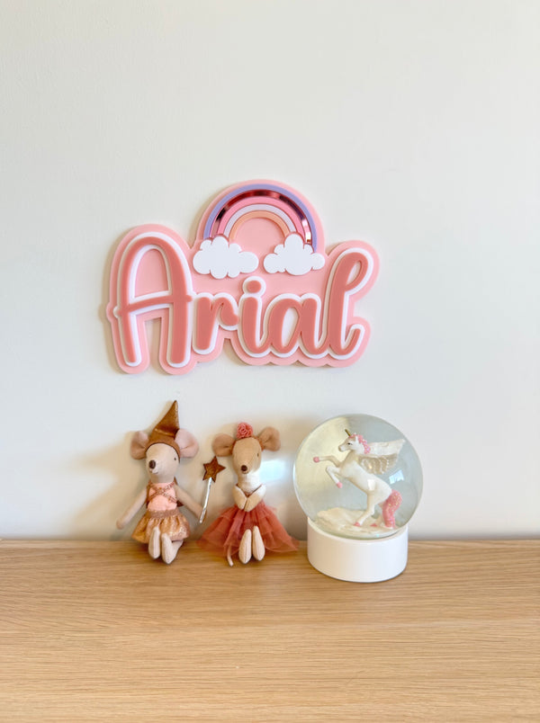 Custom Name Sign Detailed | Layered acrylic name plaque - Rainbow - Luma Light