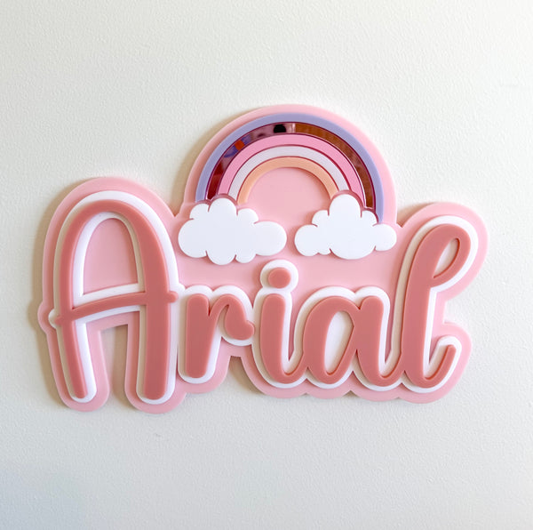 Custom Name Sign Detailed | Layered acrylic name plaque - Rainbow - Luma Light