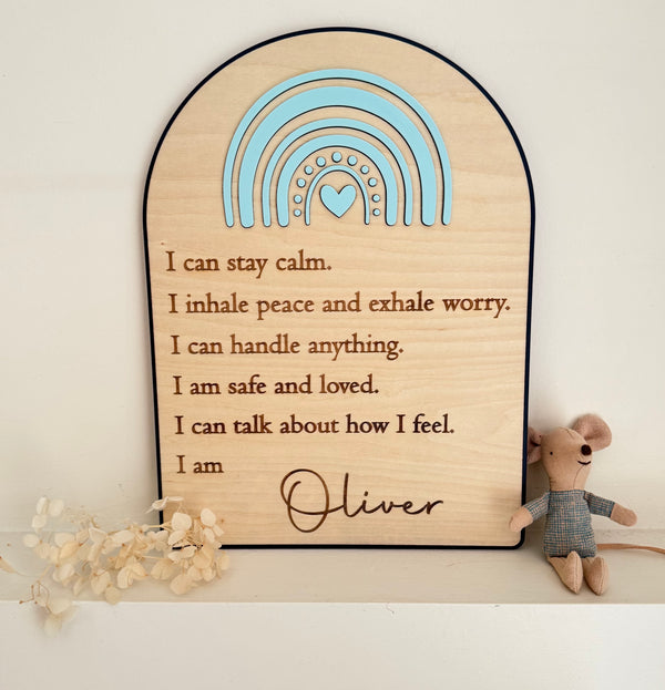 Custom Anxiety Affirmation Rainbow Sign - Blue - Luma Light