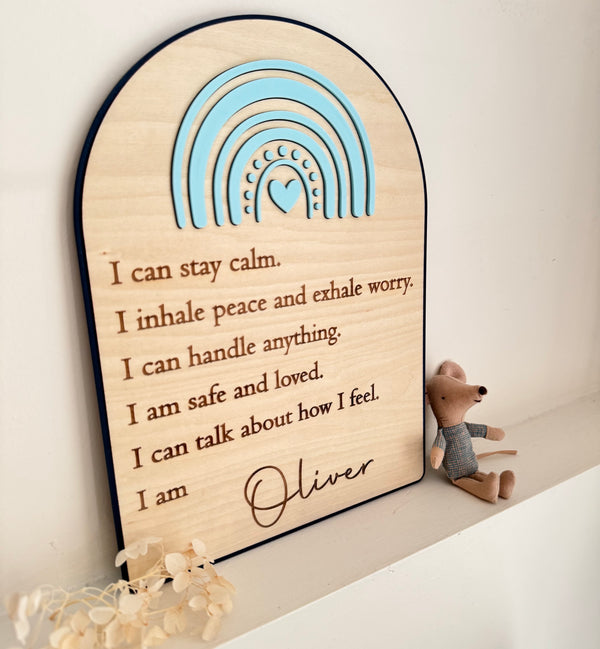 Custom Anxiety Affirmation Rainbow Sign - Blue - Luma Light