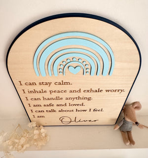 Custom Anxiety Affirmation Rainbow Sign - Blue - Luma Light